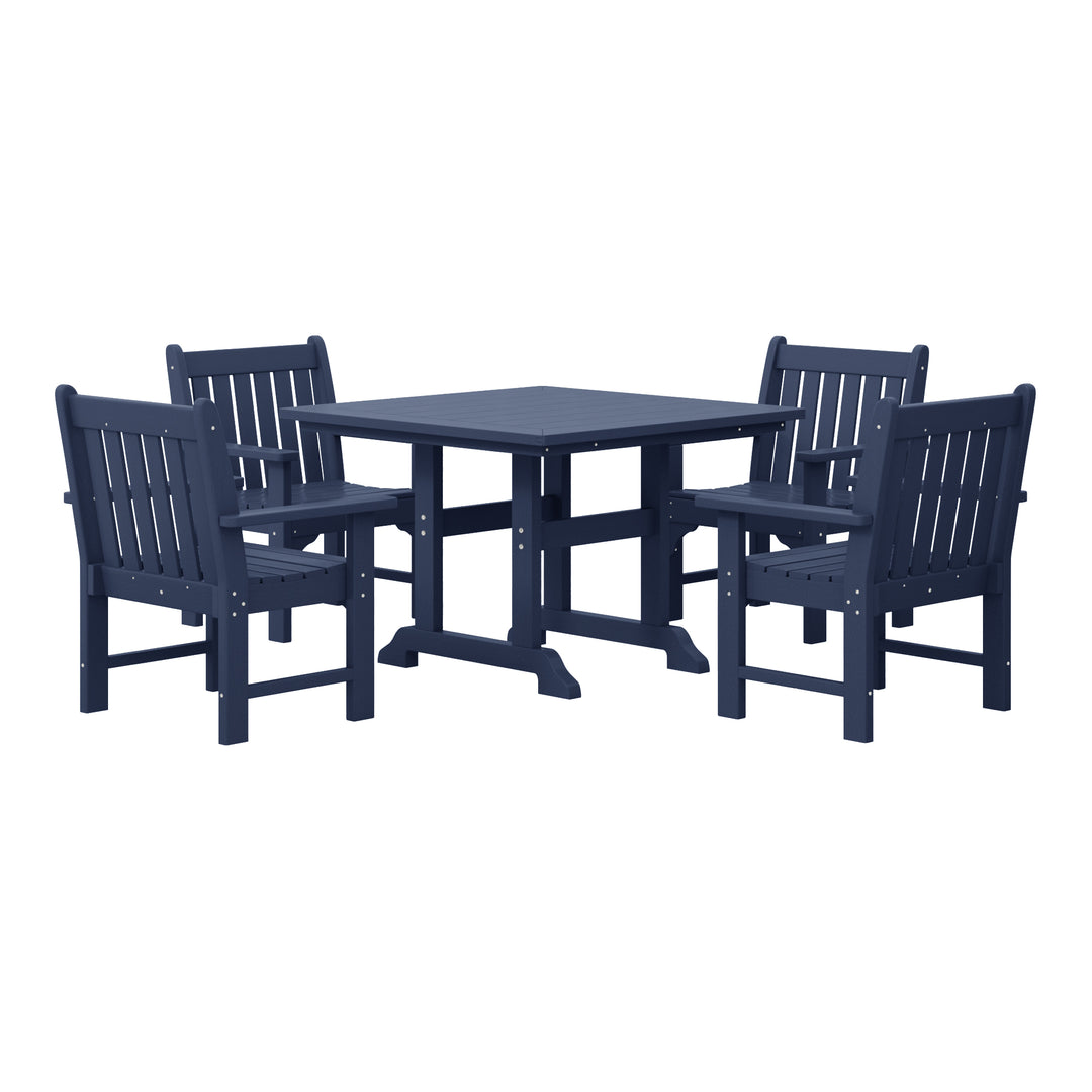 Malibu 5-Piece HDPE Outdoor Patio Chair and Square Table Dining Set
