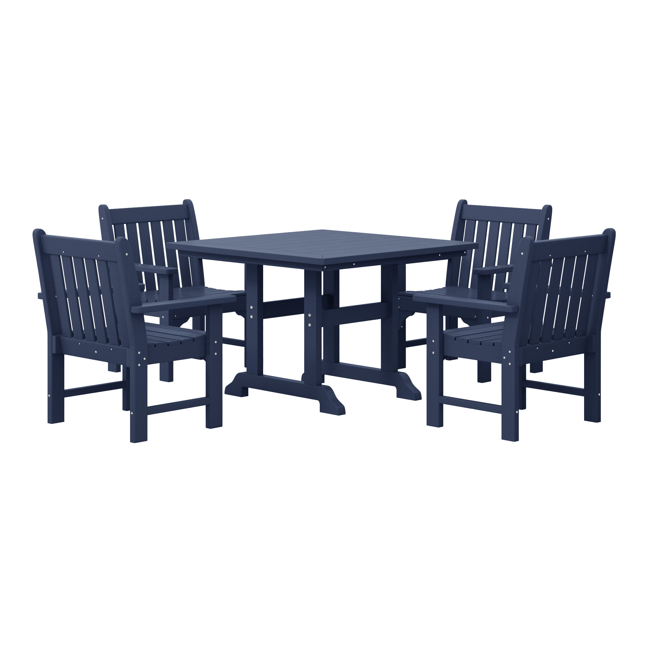 Malibu 5-Piece HDPE Outdoor Patio Chair and Square Table Dining Set
