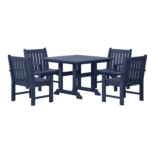 Malibu 5-Piece HDPE Outdoor Patio Chair and Square Table Dining Set