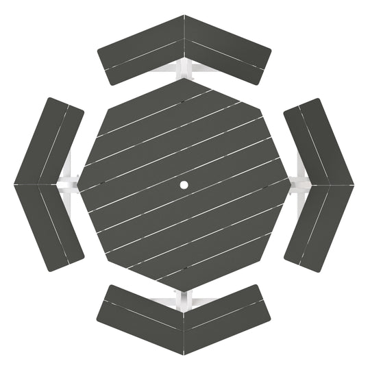 Outdoor 48" HDPE 8-Person Patio Octagon Picnic Table