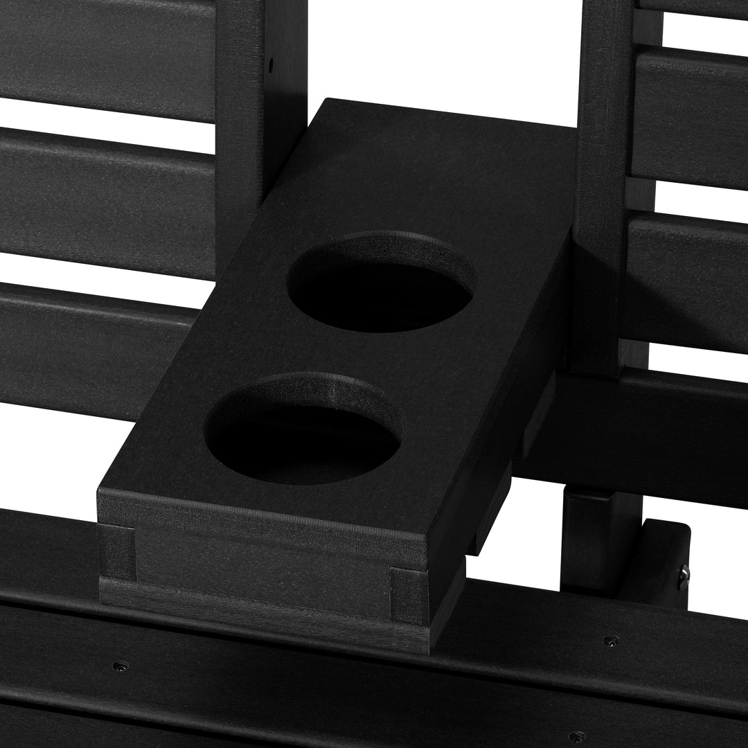 St Charles Outdoor HDPE 54" Front Hanging Porch Swing Bench With Cupholders