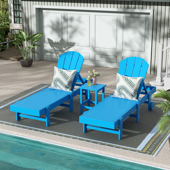 Malibu 3 Piece Poly Reclining Chaise Lounge With Wheels