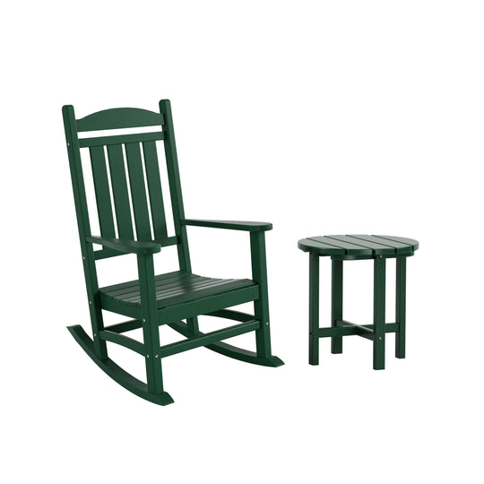 Malibu Outdoor Patio Porch Rocking Chair with Side Table Set
