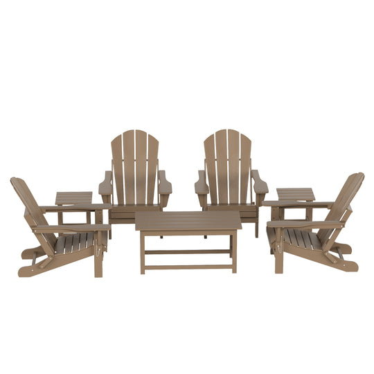 Malibu Westintrends 7-Piece set Outdoor / Patio Adirondack chairs with a Coffee and tWestintrends side tables ( 4 seater )