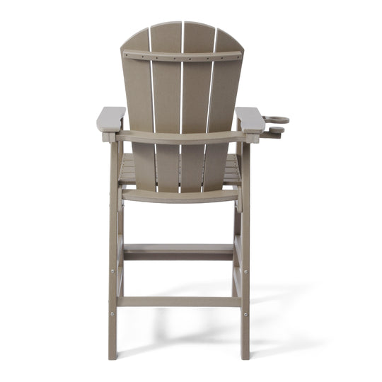 Malibu Outdoor HDPE Tall Adirondack Bar Height Chair With Cup Holder