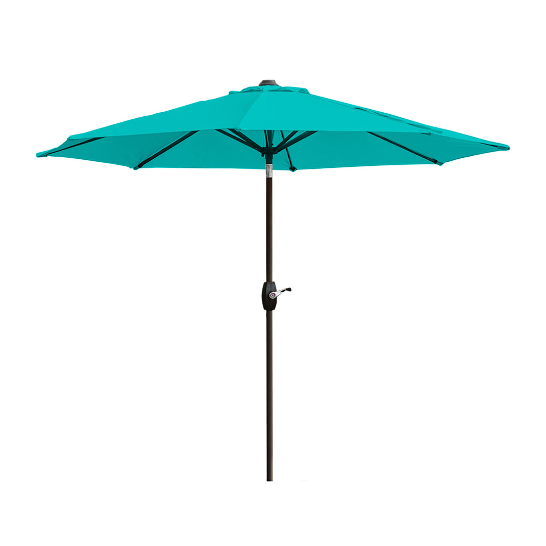 Paolo 9 ft. Patio Umbrella with Bronze Round Weight Base Kit