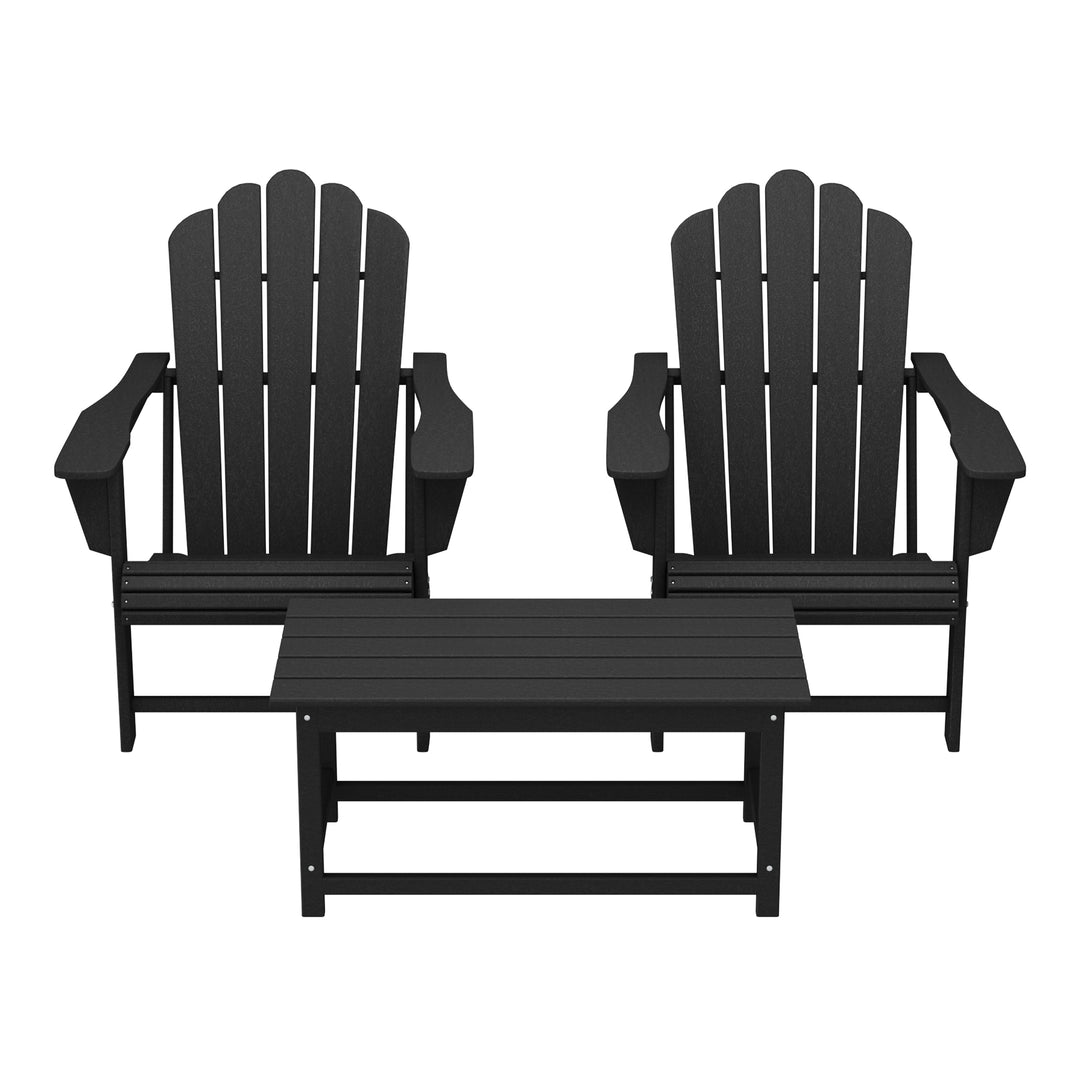 Highland 3-Piece Adirondack Chairs with Cup Holders and Coffee Table Set