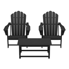 Highland 3-Piece Adirondack Chairs with Cup Holders and Coffee Table Set