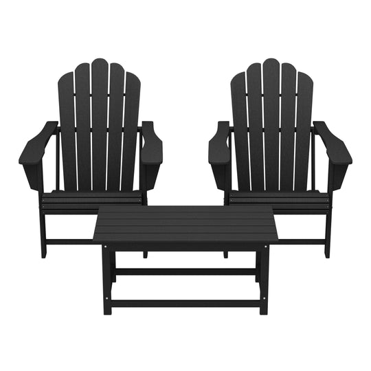 Highland 3-Piece Adirondack Chairs with Cup Holders and Coffee Table Set