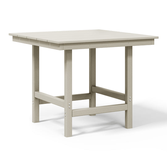Ashore Outdoor HDPE 36" Square Patio Dining Table with Umbrella Hole