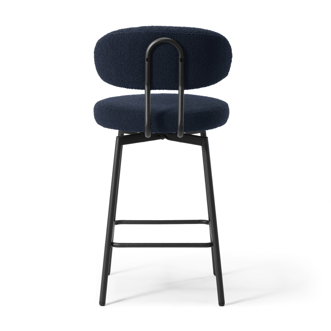 Alexandria Modern Upholstered Sherpa Fabric Counter Height Bar Stools with Back (Set of 2)