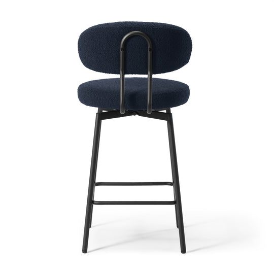 Alexandria Modern Upholstered Sherpa Fabric Counter Height Bar Stools with Back (Set of 2)