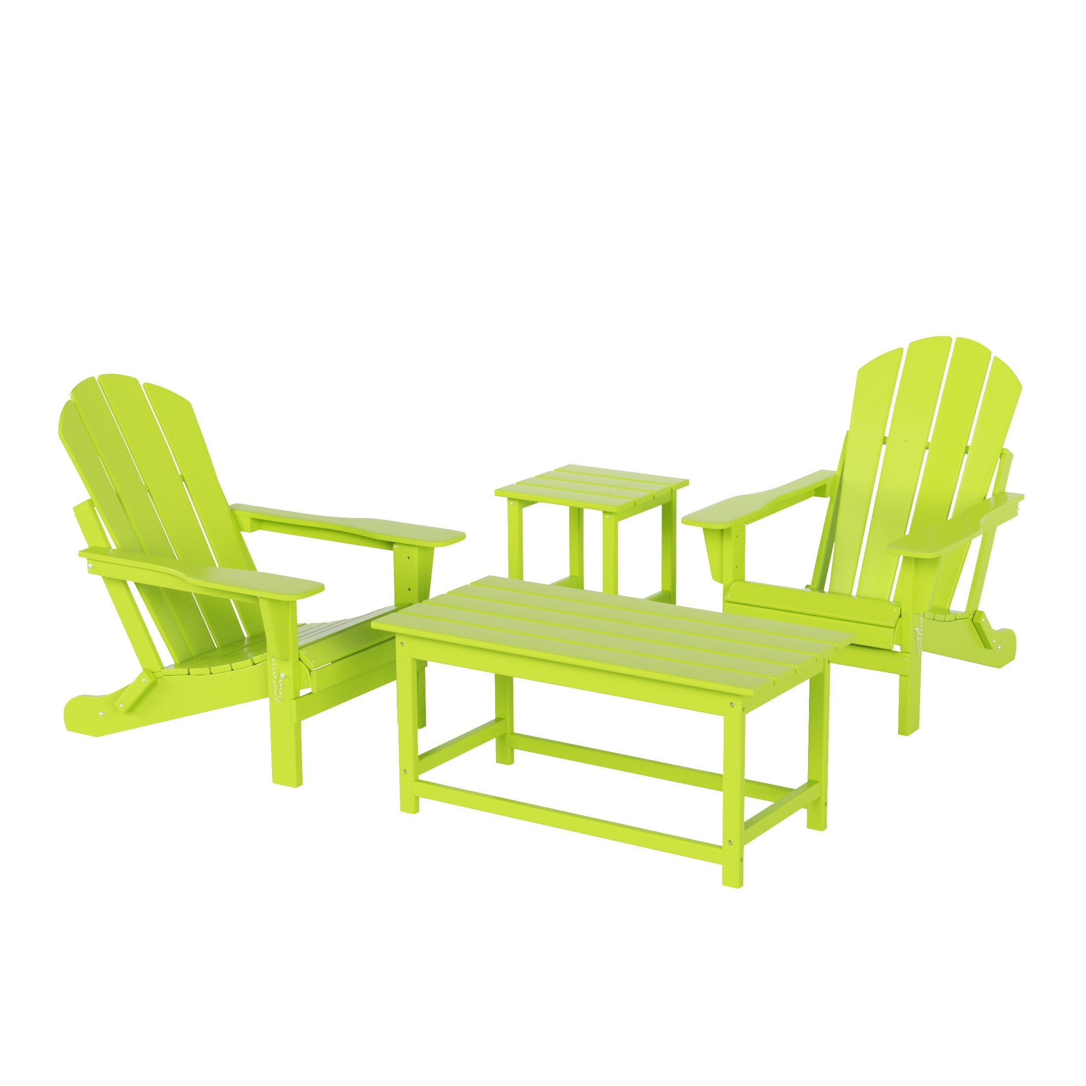 Malibu 4-Piece set Outdoor / Patio Poly Adirondack chairs with a Coffee and a side table ( 2 seater )