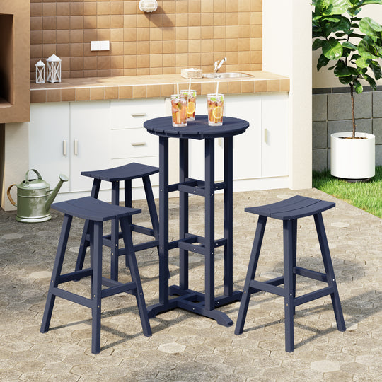 Malibu Outdoor Patio Bar Height Table and Bar Stool 3-Piece Set