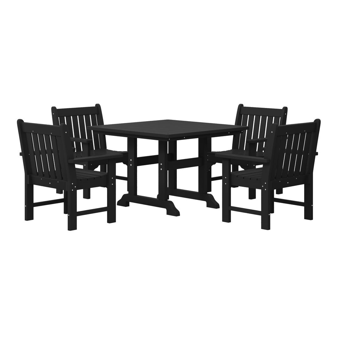 Malibu 5-Piece HDPE Outdoor Patio Chair and Square Table Dining Set