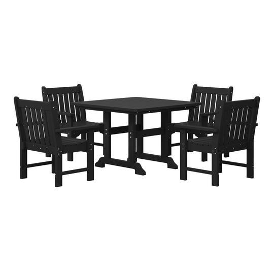 Malibu 5-Piece HDPE Outdoor Patio Chair and Square Table Dining Set