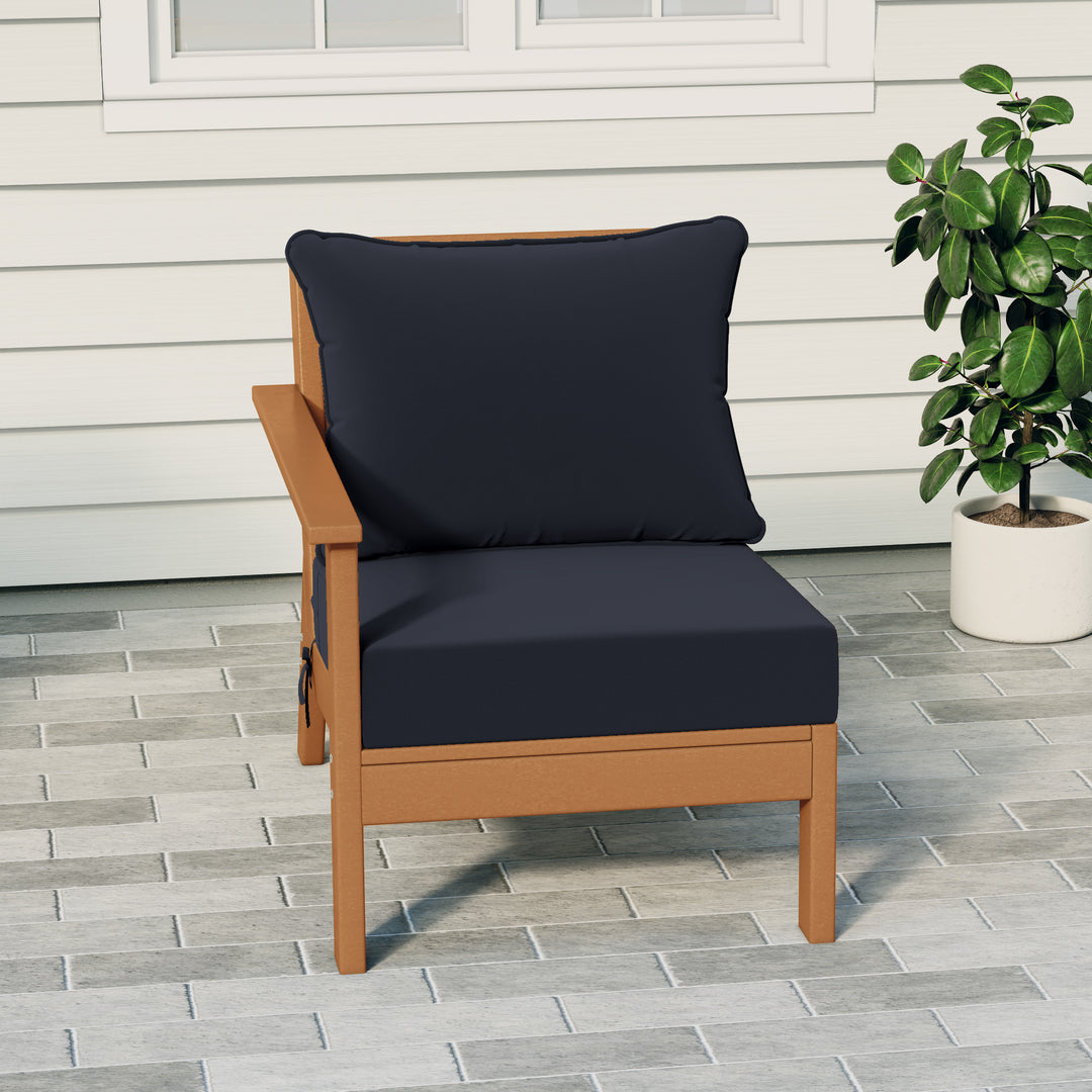 Avalon Outdoor Patio HDPE Left Arm Sectional Corner Club Chair with Patio Cushions