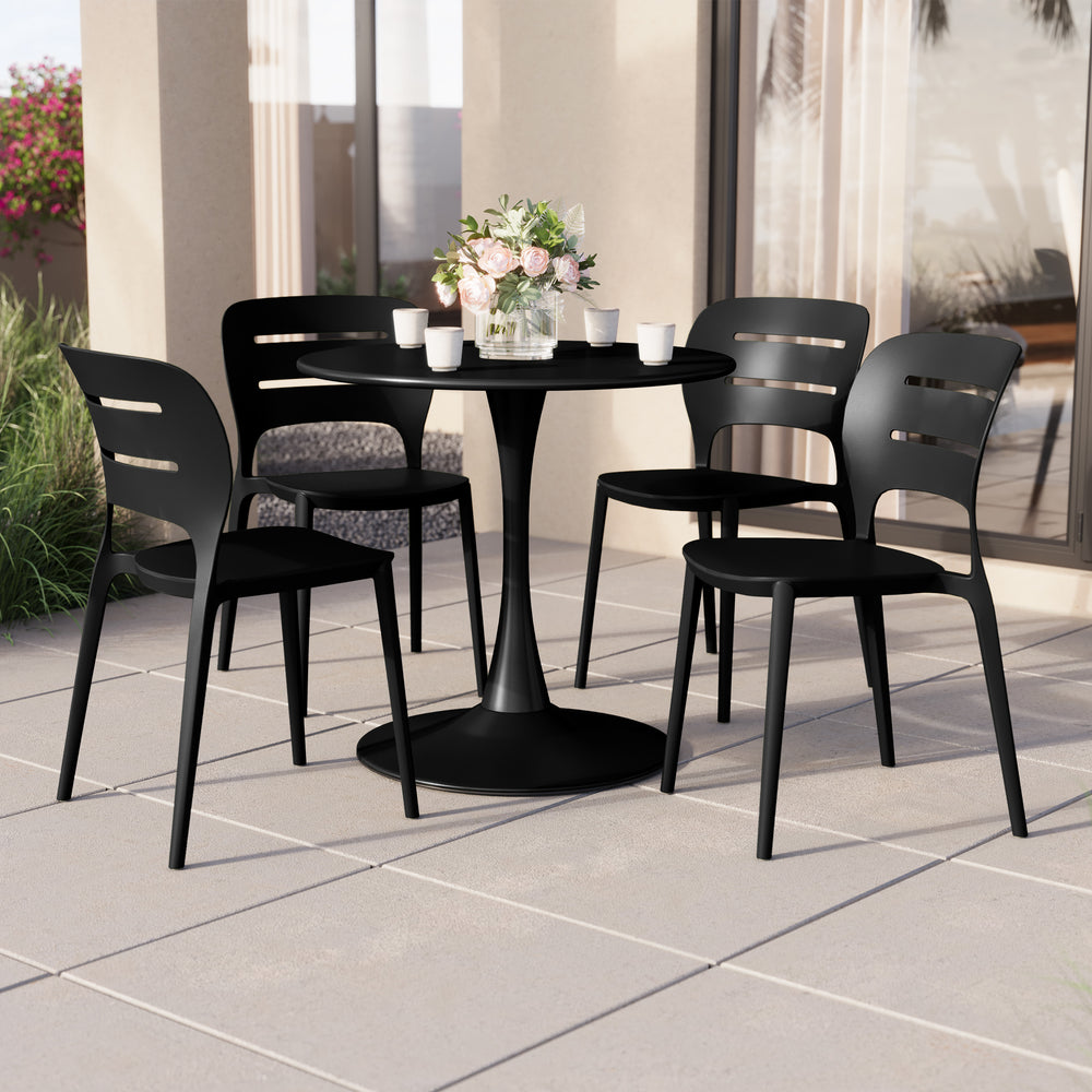 Playa Outdoor Modern Stackable Plastic Patio Dining Side Chairs (Set of 4)