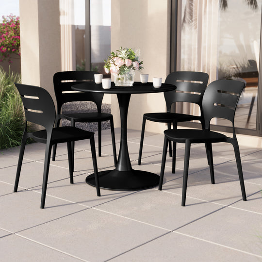 Playa Outdoor Modern Stackable Plastic Patio Dining Side Chairs (Set of 4)