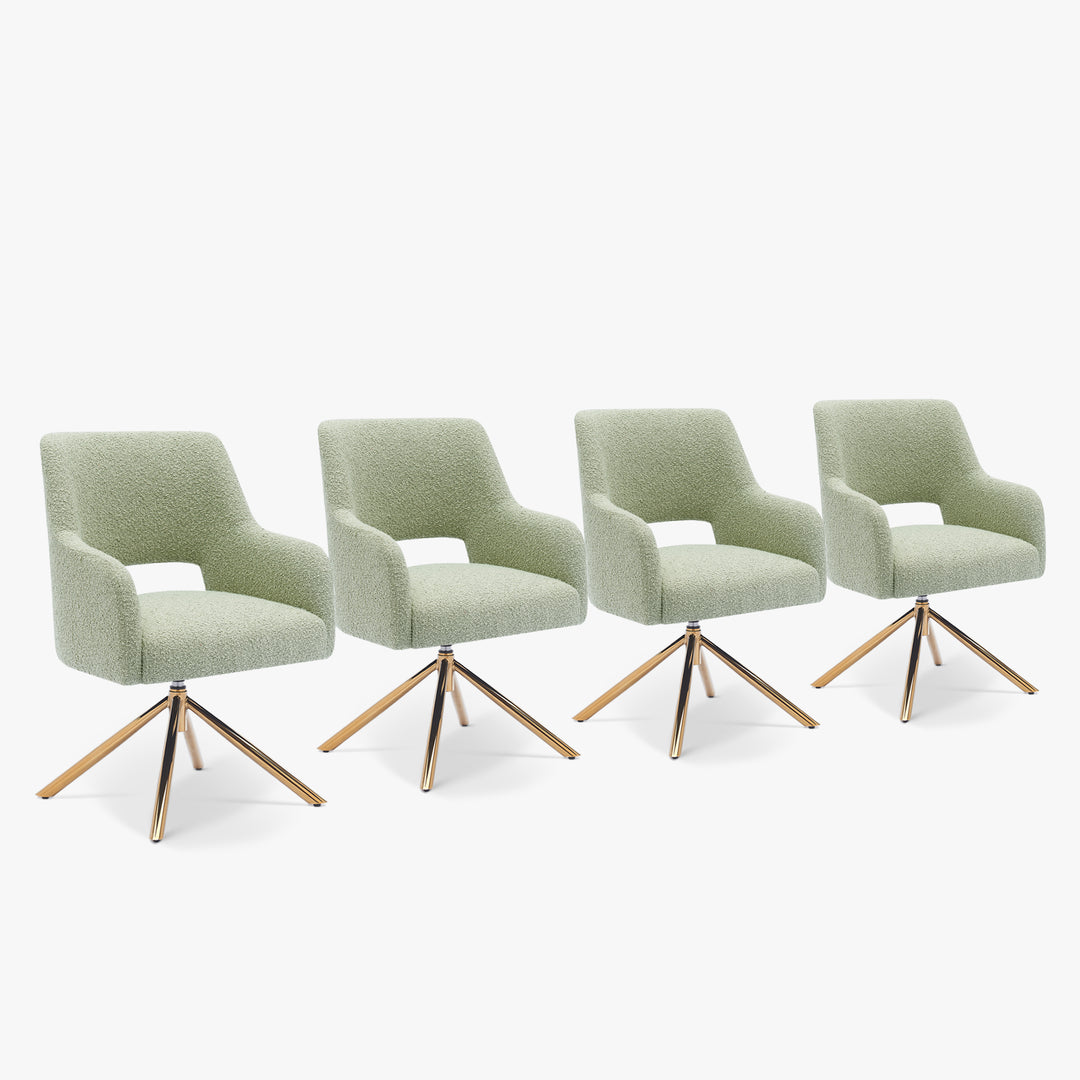 Genevieve Mid-Century Modern Wide Boucle Swivel Accent Arm Chair (Set of 4)