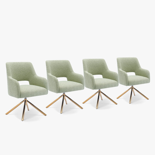 Genevieve Mid-Century Modern Wide Boucle Swivel Accent Arm Chair (Set of 4)