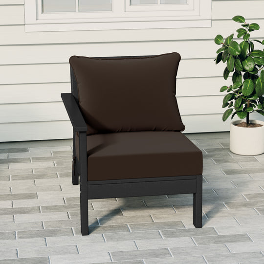 Avalon Outdoor Patio HDPE Left Arm Sectional Corner Club Chair with Patio Cushions