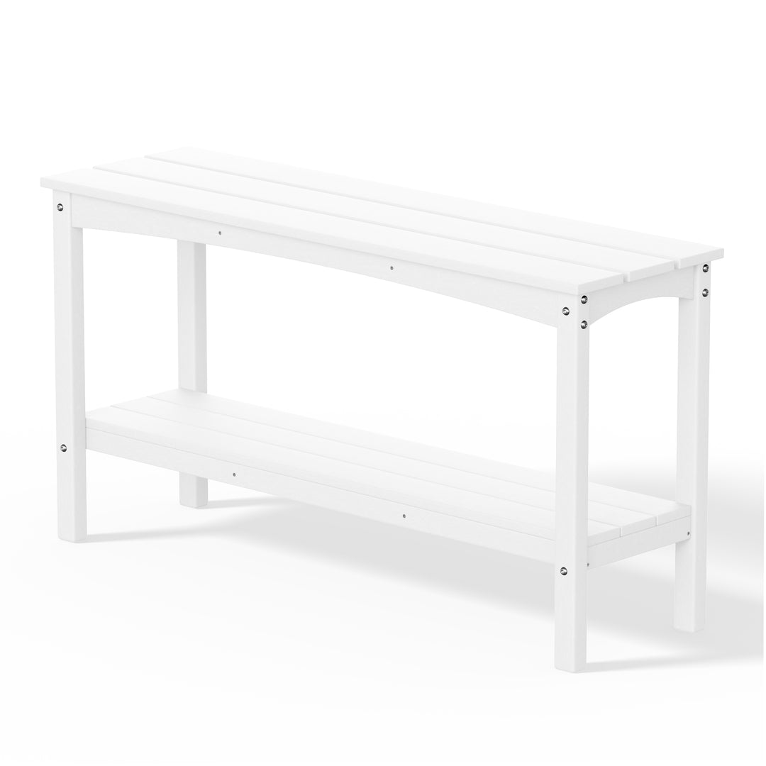 Malibu 55" Outdoor Patio HDPE Adirondack 2-Tier Shelf Console Table