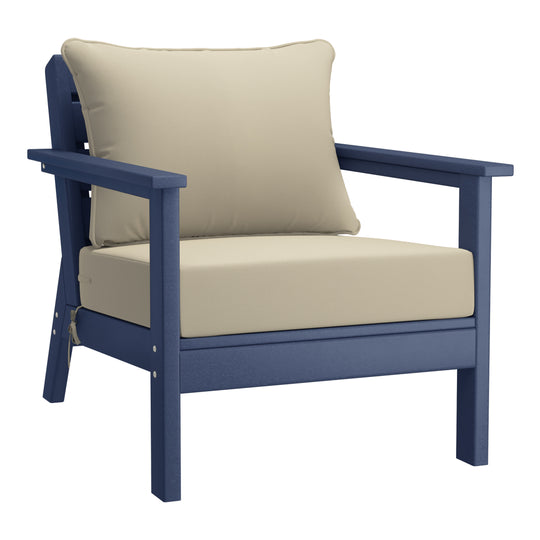 Avalon Outdoor Modern HDPE Patio Club Chairs with Deep Seat Cushions (Set of 2)