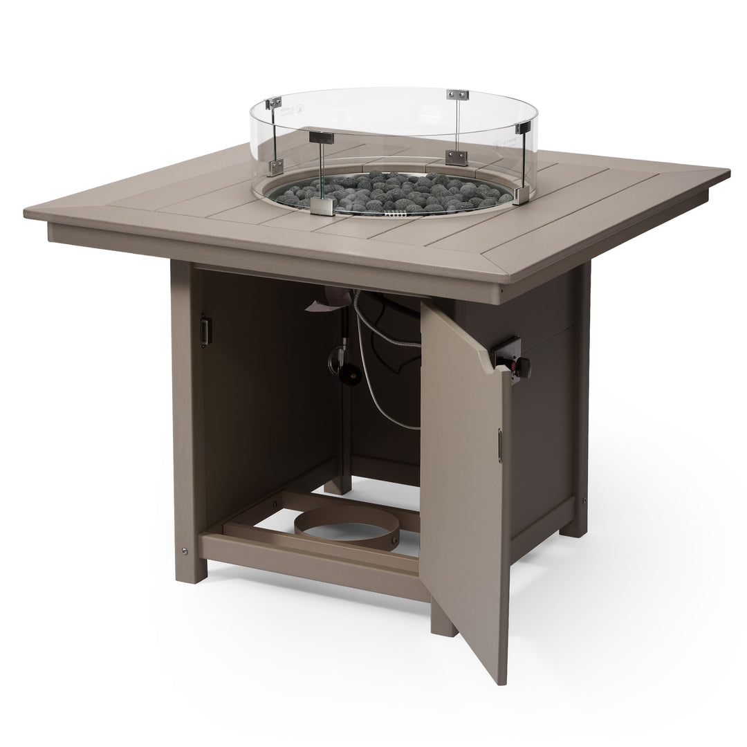 Helios Modern Outdoor Patio Propane 42" Square Fire Pit Table