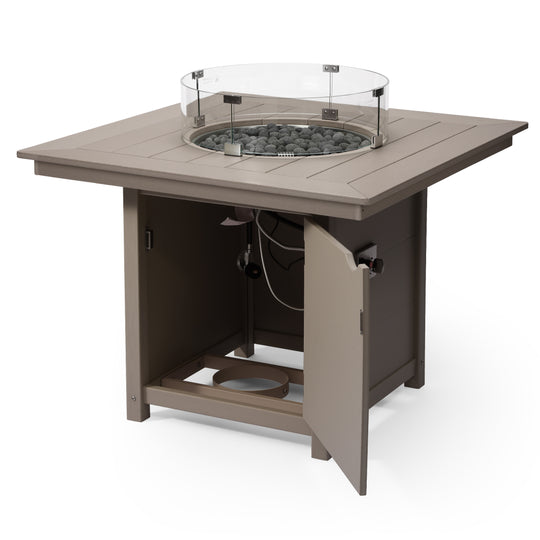 Helios Modern Outdoor Patio Propane 42" Square Fire Pit Table