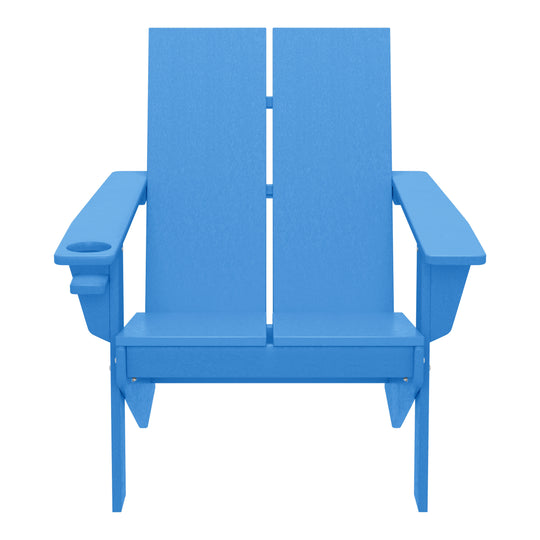 Riviera Outdoor HDPE Modern Adirondack Chair with Cup Holder (Set of 4)