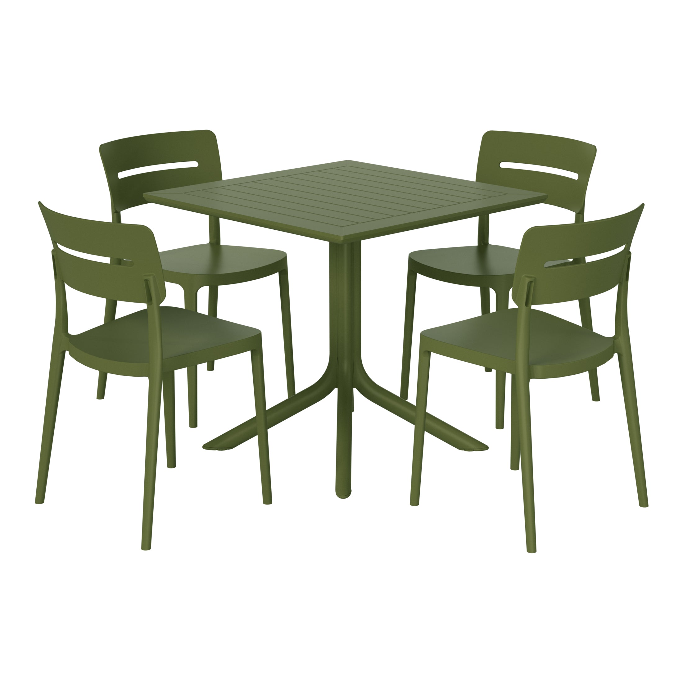 Playa Modern 5-Piece Resin Patio Dining Table Set with Stackable Patio Dining Chairs