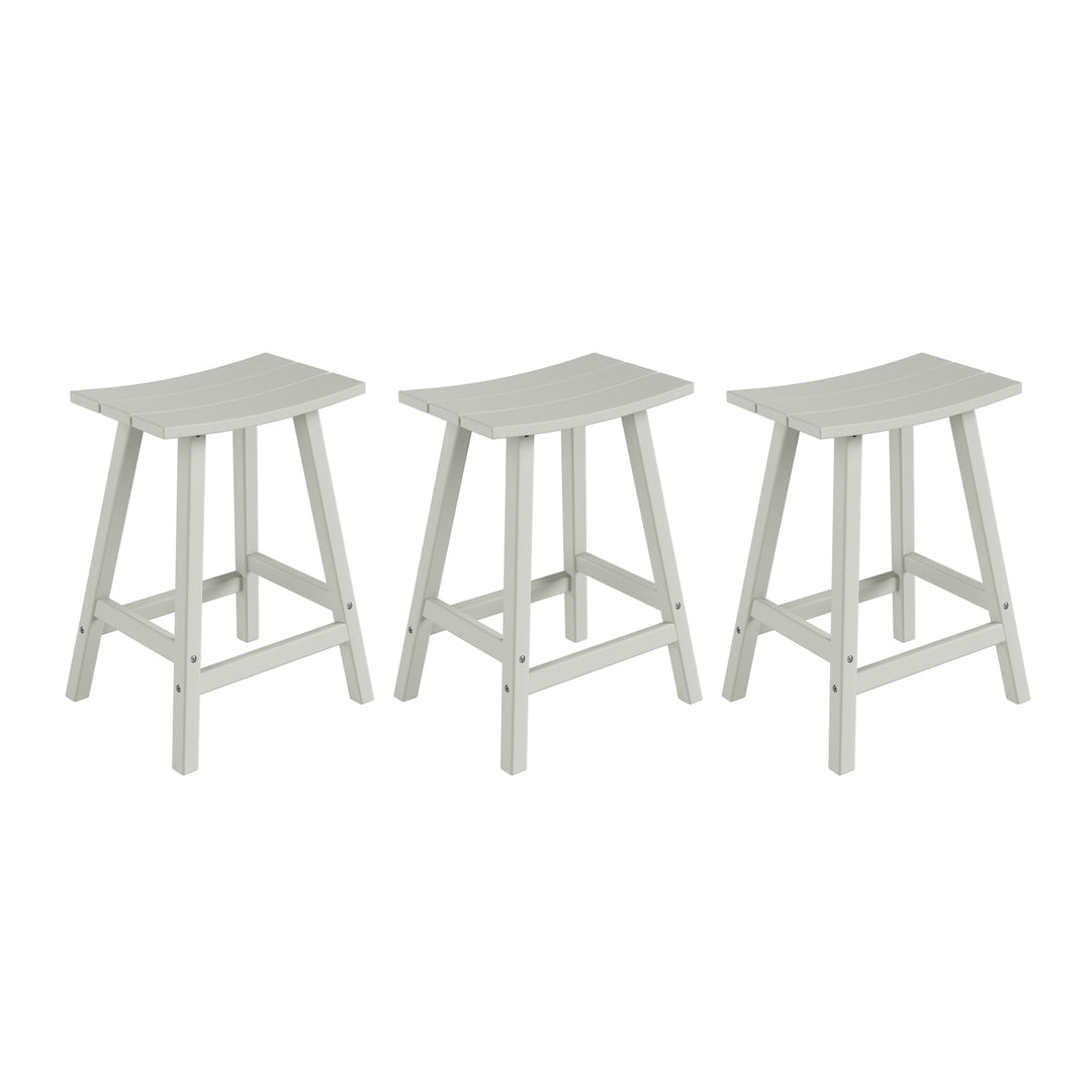 Malibu 24" HDPE Outdoor Patio Counter Height Bar Stools (Set of 3)