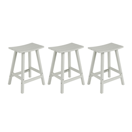 Malibu 24" HDPE Outdoor Patio Counter Height Bar Stools (Set of 3)