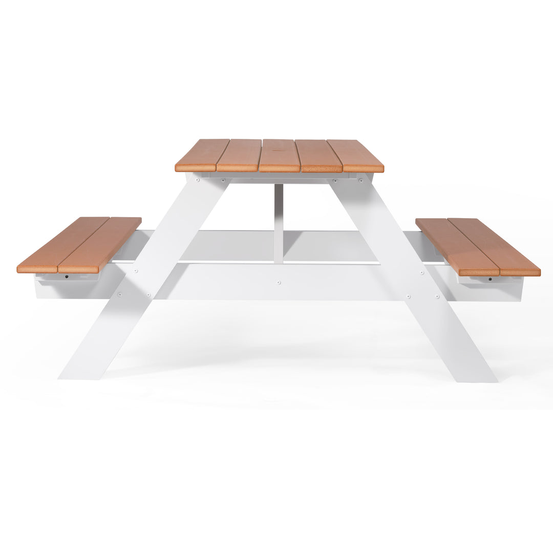 Greenville Outdoor 70" HDPE Plastic Picnic Table Bench With Umbrella Hole