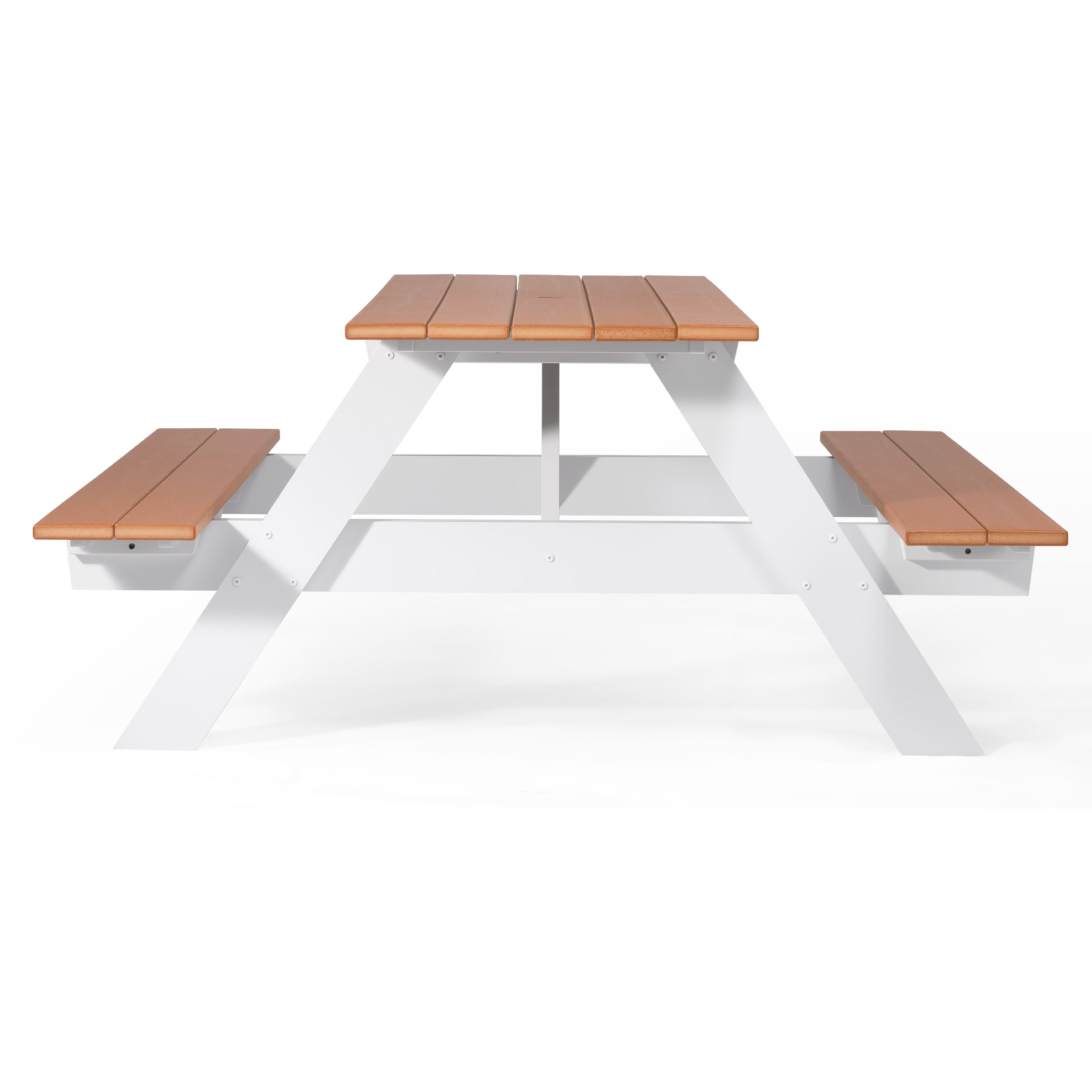 Greenville Outdoor 70" HDPE Plastic Picnic Table Bench With Umbrella Hole