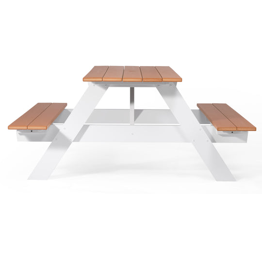 Greenville Outdoor 70" HDPE Plastic Picnic Table Bench With Umbrella Hole