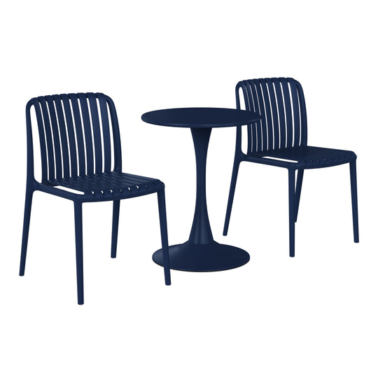 Playa 3-Piece Outdoor Metal Dining Table Set And Stackable Resin Patio Chairs