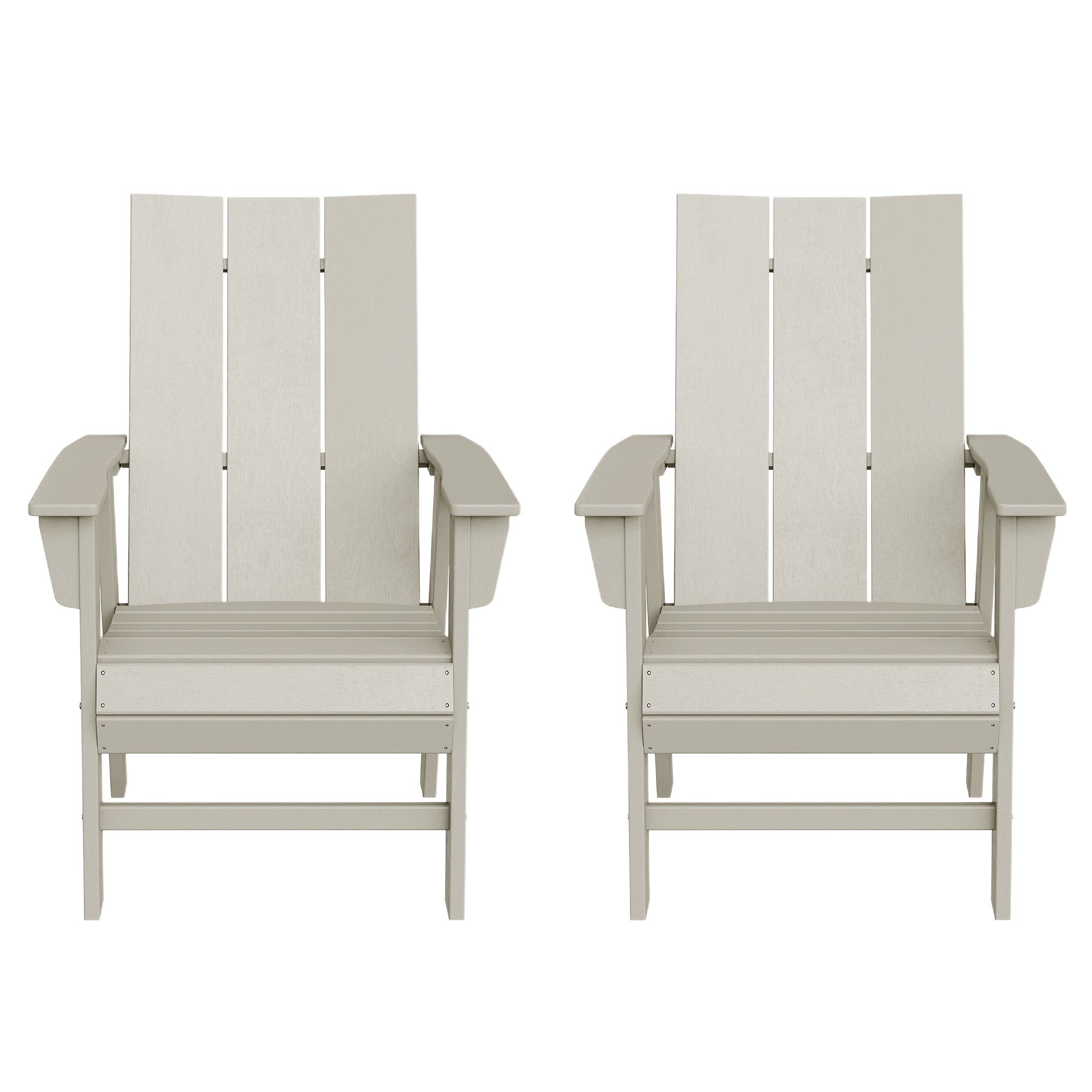 Ashore Outdoor Patio HDPE Plastic Modern Adirondack Dining Chairs (Set of 2)