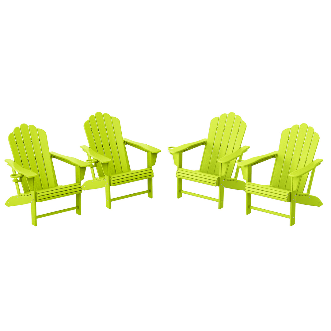 Highland Outdoor Patio HDPE Adirondack Chairs With Cup Holders (Set of 4)