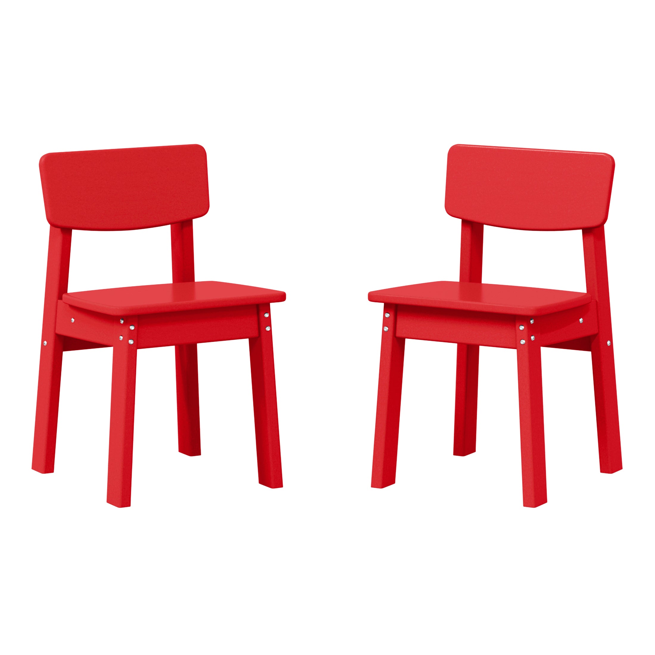Tiny Terraces Outdoor HDPE Kids Modern Plastic Toddler Dining Chairs (Set of Two)