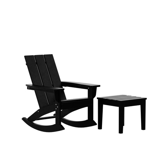 Ashore WestinTrends 2-Pieces Set Modern Plastic Outdoor Rocking Chair with Square Side Table