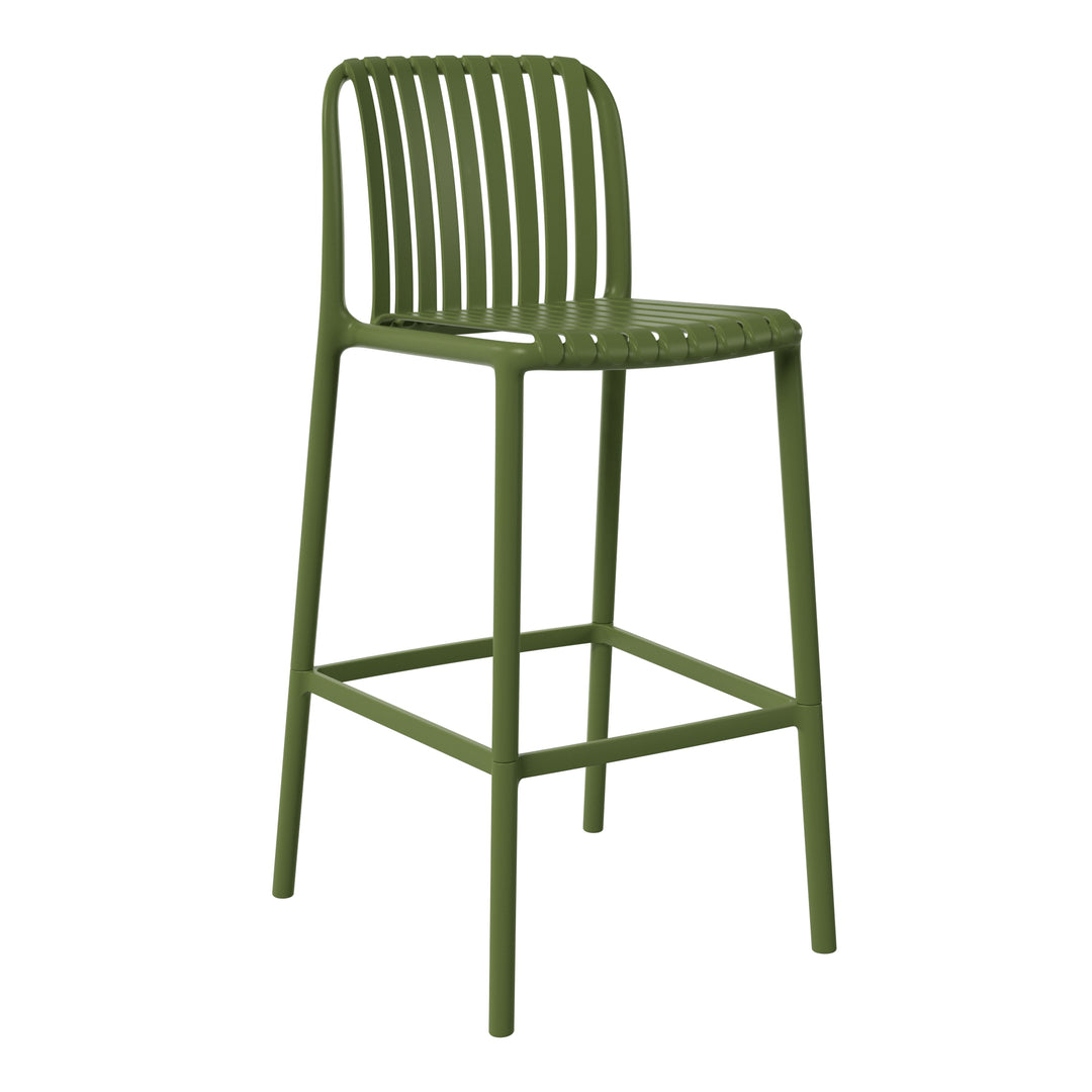 Playa 29.5" Outdoor Modern Polypropylene Plastic Patio Bar Height Stools (Set of 2)