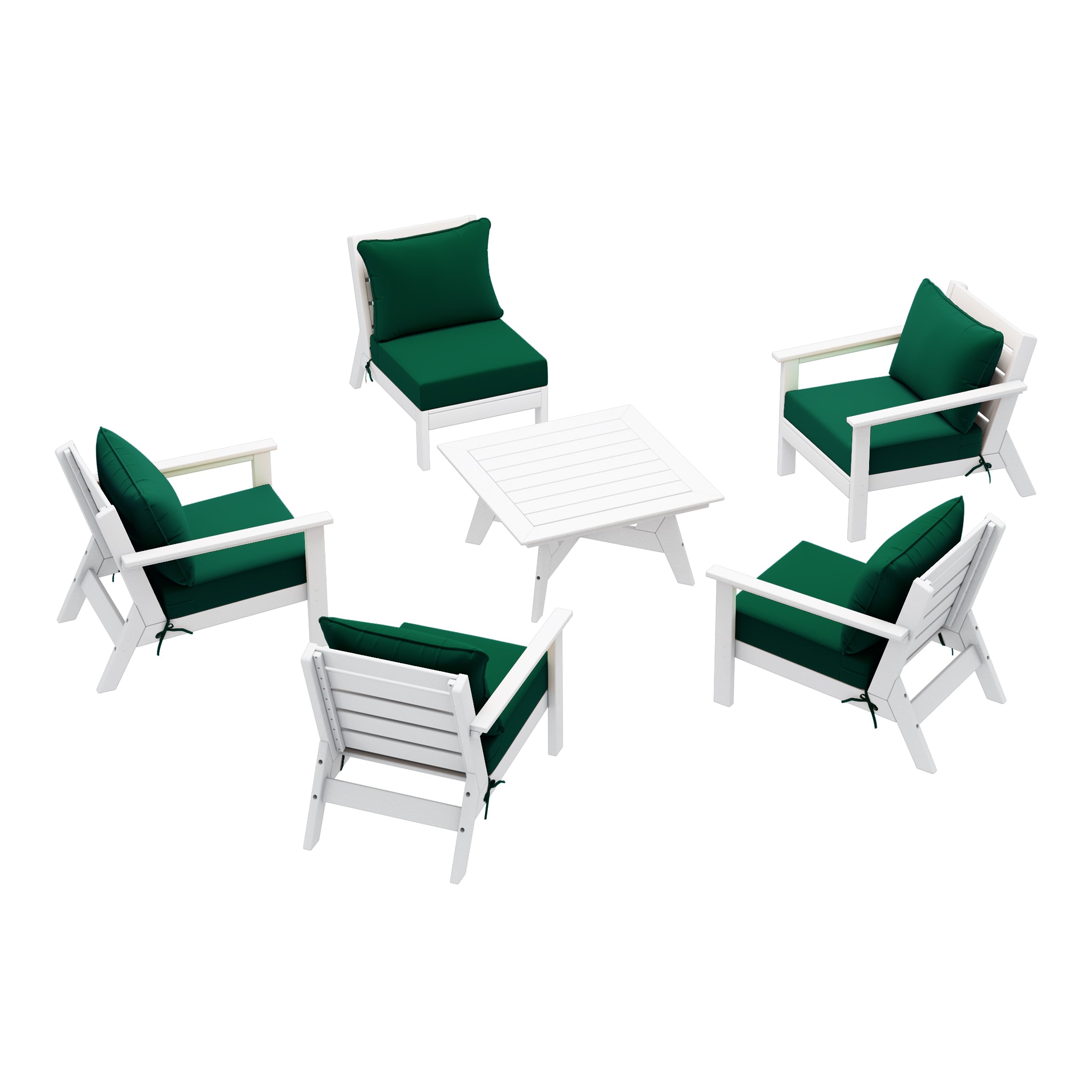 Avalon Outdoor 6-Piece Modular Sectional Patio Furniture Sofa Set in White Frame
