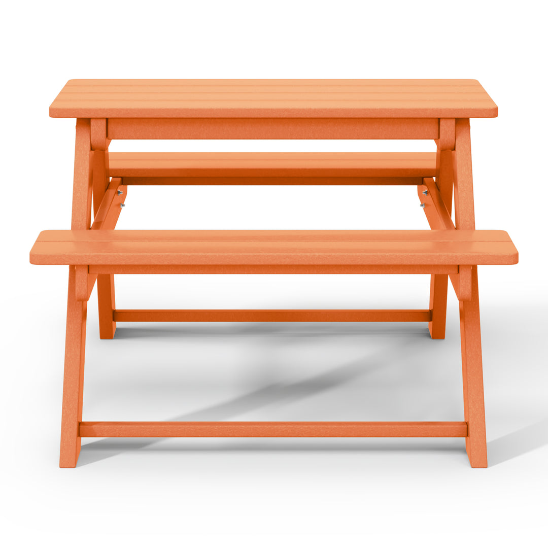 Malibu Outdoor Patio Kids HDPE Plastic Picnic Bench Table