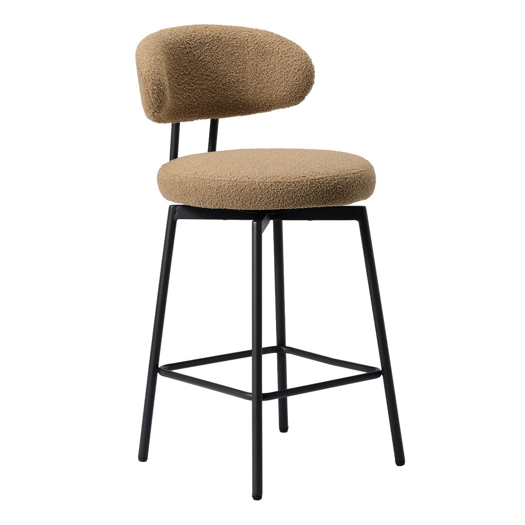 Alexandria Modern Upholstered Sherpa Fabric Counter Height Bar Stools with Back (Set of 2)