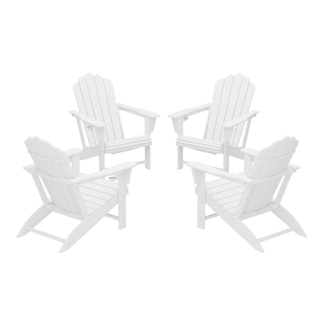 Highland Outdoor Patio HDPE Adirondack Chairs With Cup Holders (Set of 4)