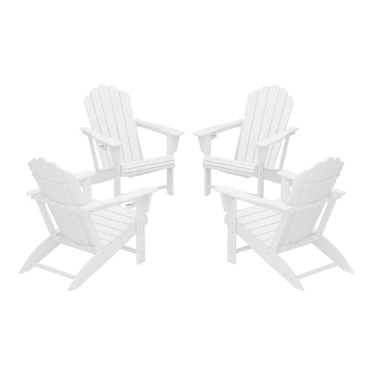 Highland Outdoor Patio HDPE Adirondack Chairs With Cup Holders (Set of 4)