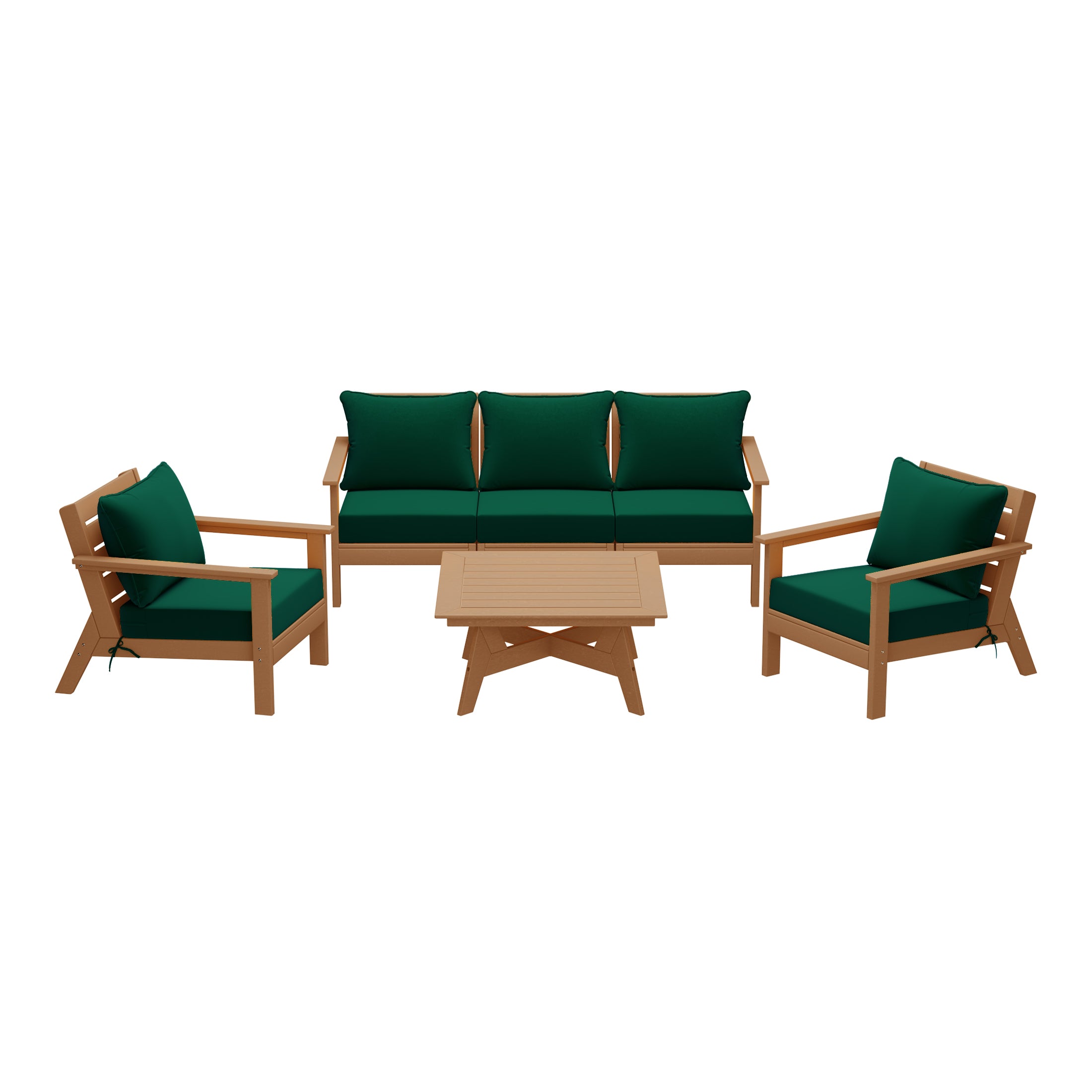 Avalon Outdoor 6-Piece Modular Sectional Patio Furniture Sofa Set in Teak Color Frame