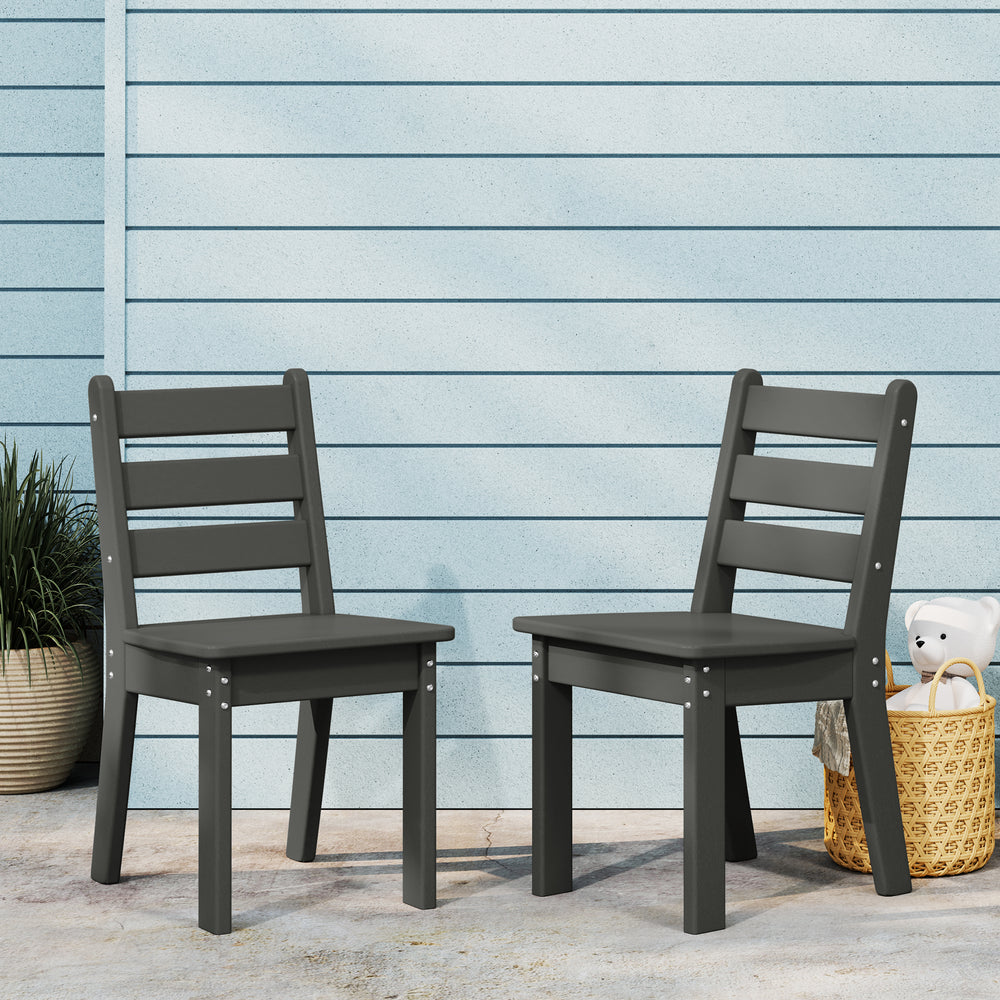 Treehouse Outdoor HDPE Kids Plastic Toddler Dining Chair (Set of Two)
